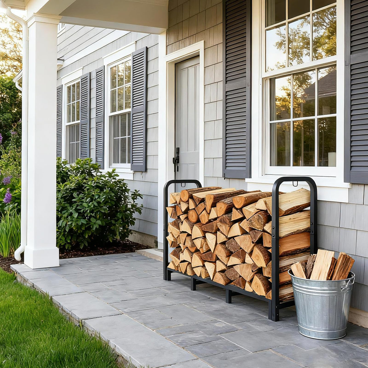 Luoieo firewood rack assembly shown with bolt-together design