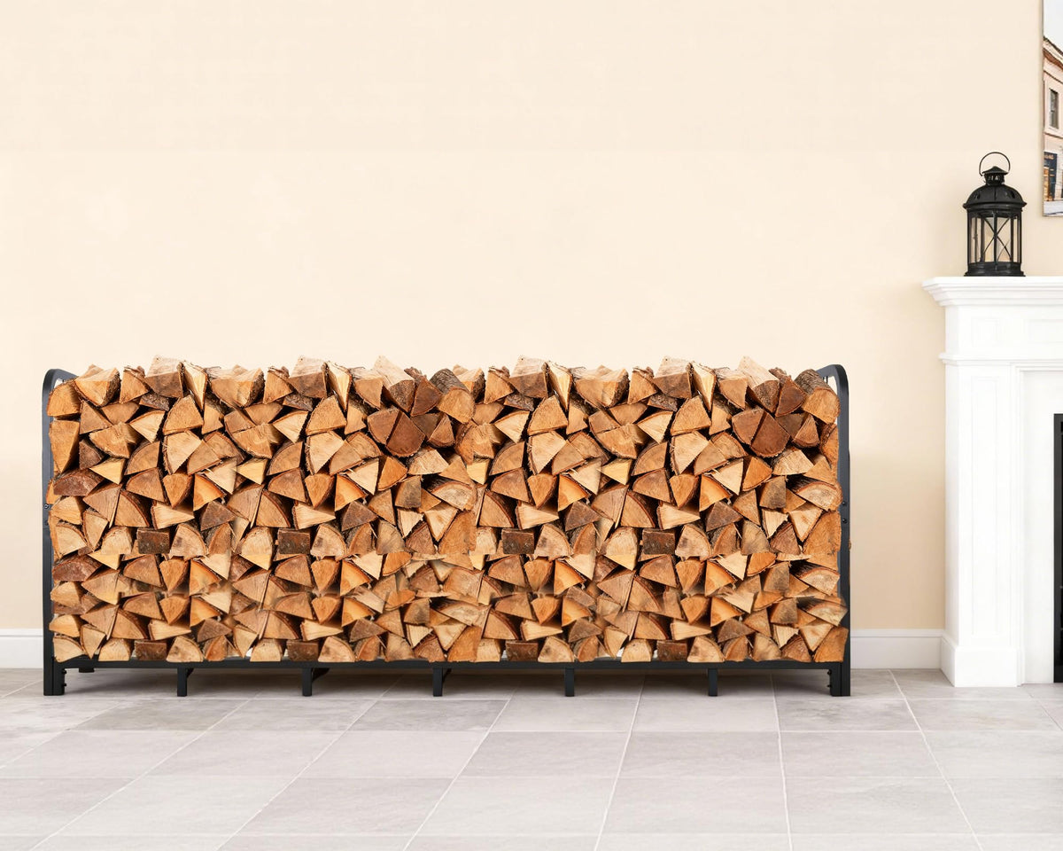 Luoieo Firewood Rack elevated base improves airflow around logs.