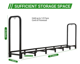 Luoieo Firewood Rack shows 14 legs for stable outdoor support.