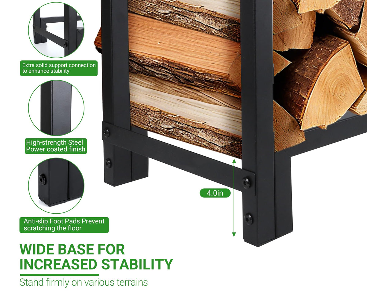 Luoieo Firewood Rack holds up to 2910 lbs of wood at full capacity.