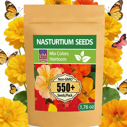 LUOJIBIE nasturtium seeds mixed colors bulk pack yield vibrant blooms that attract pollinators.