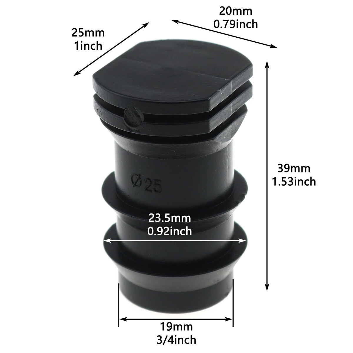 LUORNG end plug installed on tubing shows tool-free assembly.