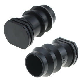 Close-up of LUORNG POM barbs for secure irrigation connections.