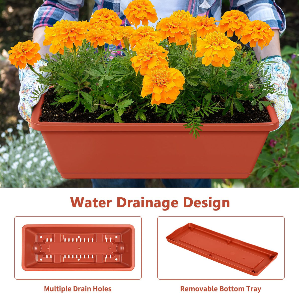 Luplom planters with legs offer elevated soil access and tidy stability.