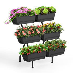 Luplom raised garden bed with six vertical planters for compact urban gardening