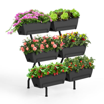 Luplom raised garden bed with six vertical planters for compact urban gardening