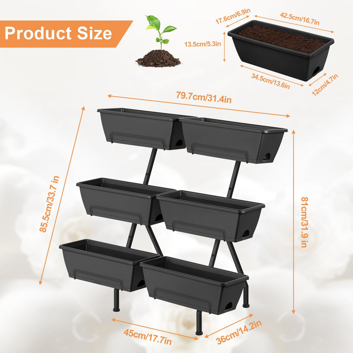 Luplom six-tier vertical planter assembly for space-saving balcony gardening