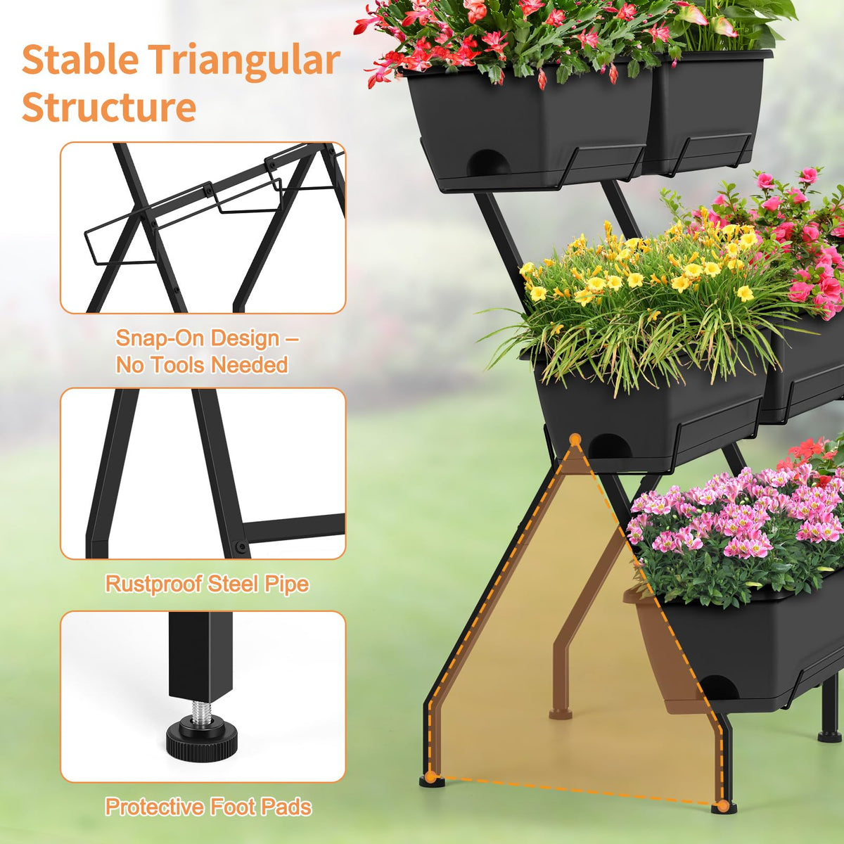 Luplom versatile planting options across tiers for tomatoes, ivy, herbs, flowers
