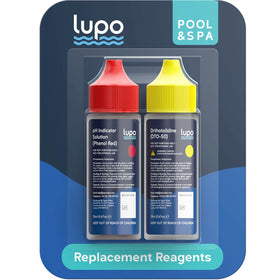 Lupo Global OTO reagent bottle for accurate at-home pool tests.