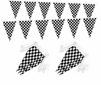 LUSEOAN checkered racing flag banner for indoor/outdoor decor and easy setup.