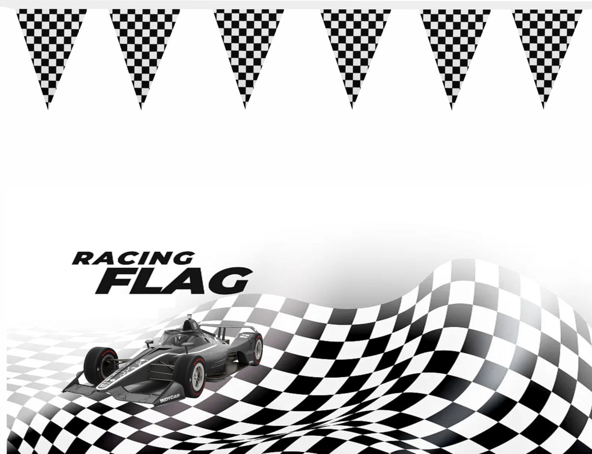 LUSEOAN racing flag string suitable for walls, trees, and porch decor.