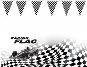 LUSEOAN racing flag string suitable for walls, trees, and porch decor.