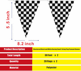 LUSEOAN miniature racing flags string for track-themed party decor.