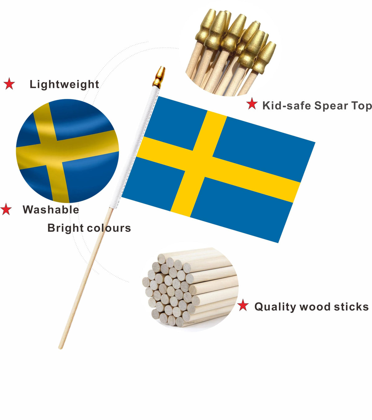 LUSEOAN Sweden flags pack of 20 for easy party decorations.