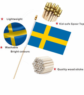 LUSEOAN Sweden flags pack of 20 for easy party decorations.