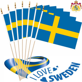 LUSEOAN Sweden mini flags on a desk for celebratory ambiance.