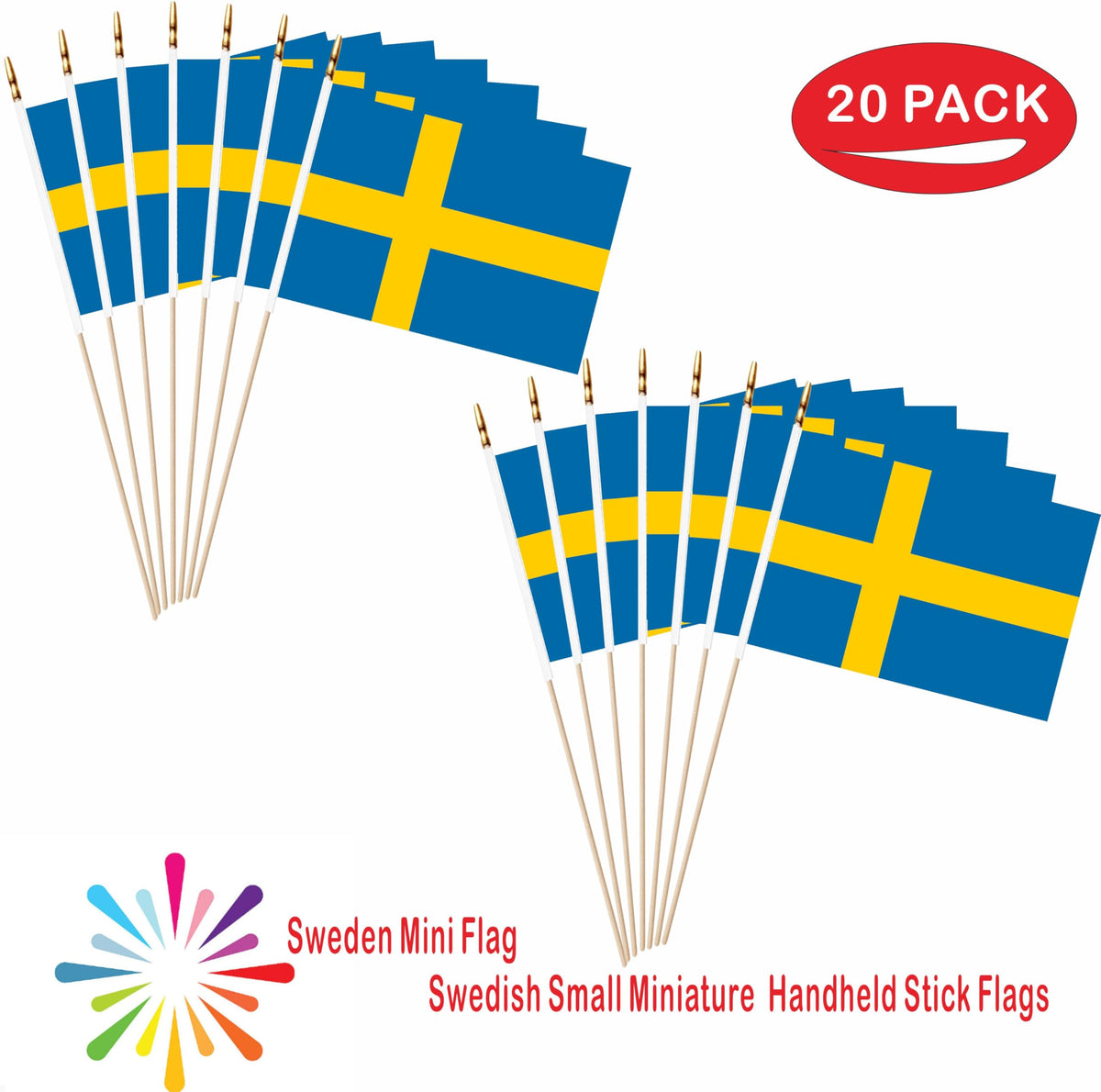 LUSEOAN Sweden mini flags used in a patriotic parade setting.