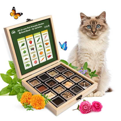 LUSH&DEW pet-friendly seed bank box with 16 varieties for a bee-friendly garden