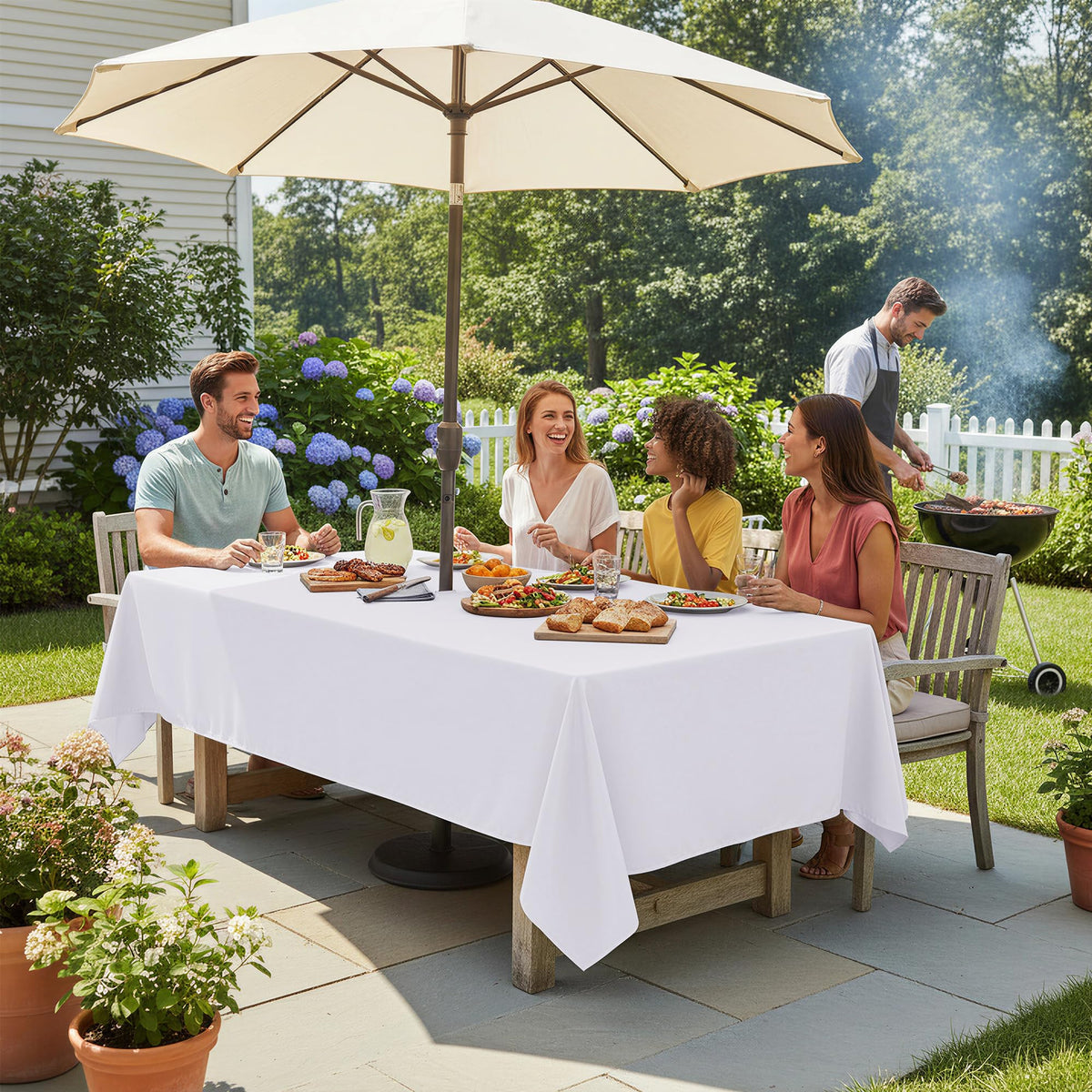 LUSHVIDA 60x84 waterproof tablecloth keeps outdoor tables dry