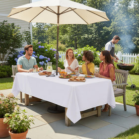 LUSHVIDA 60x84 waterproof tablecloth keeps outdoor tables dry