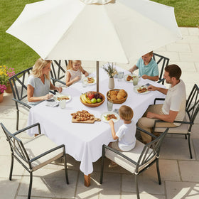 LUSHVIDA tablecloth with zipper design covers umbrella area for easy setup
