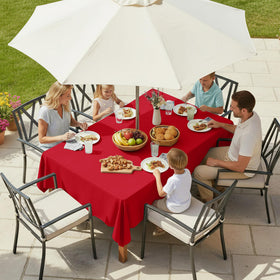 LUSHVIDA tablecloth with zipper for easy installation around an umbrella.