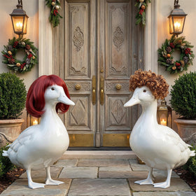 Lusofie 3-piece porch goose wig set for versatile statue styling