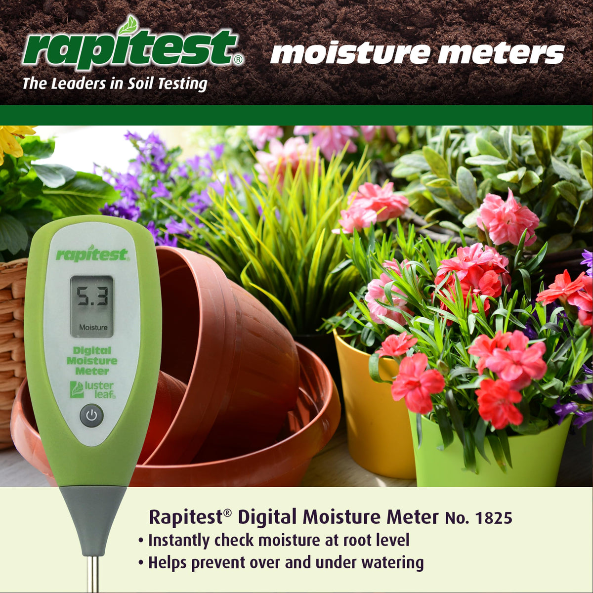 Luster Leaf Digital Moisture Meter—Rapitest quality ensures reliable soil testing at home