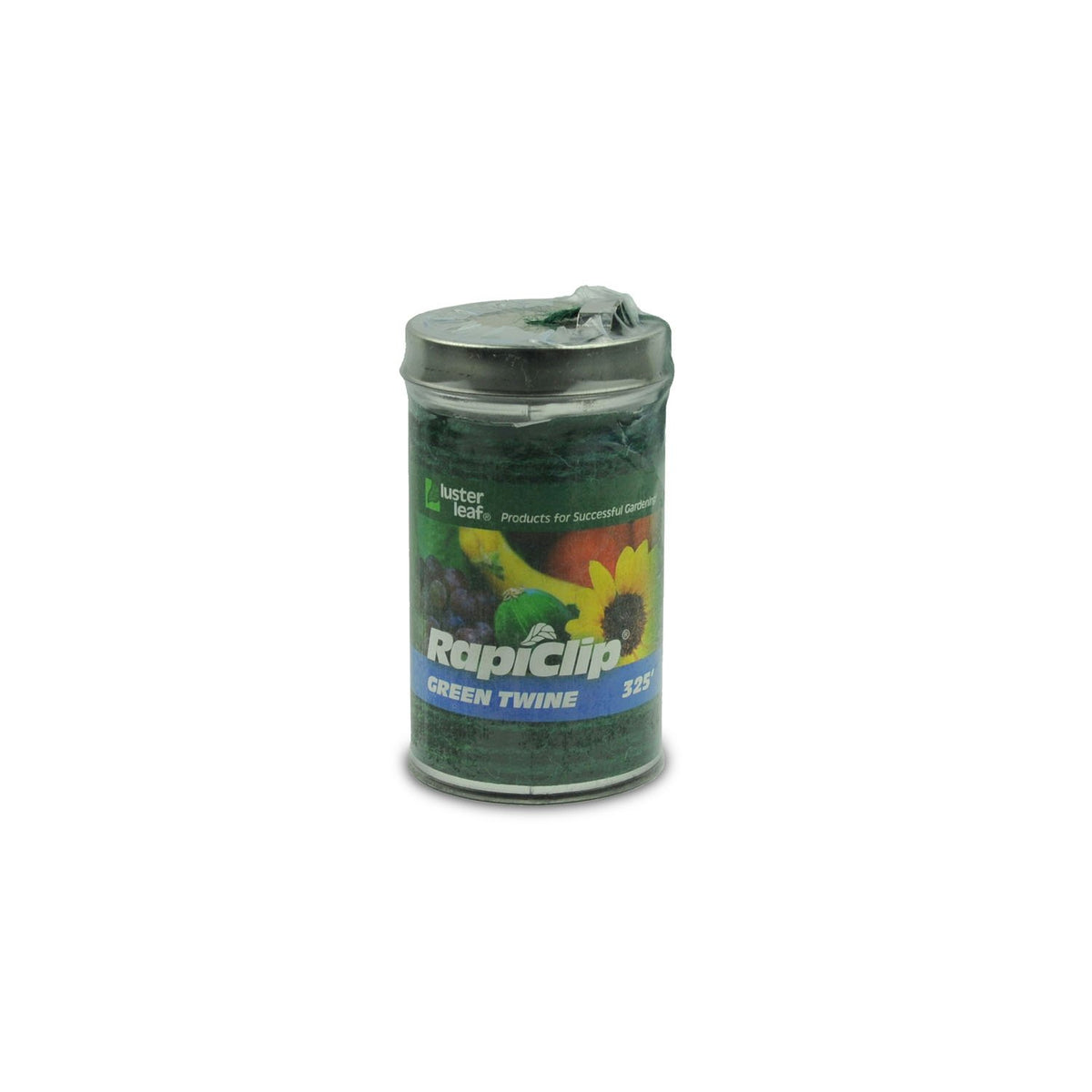 Luster Leaf Rapiclip green twine in dispenser for easy, eco-friendly garden tying.