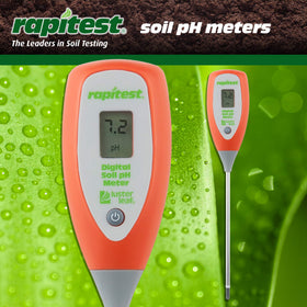 Luster Leaf Rapitest measures pH from 3.5 to 9.0 across a broad soil range.