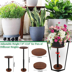 LUTTY wooden adjustable plant riser with telescoping pole fits 7.9–13.8 inch pots.