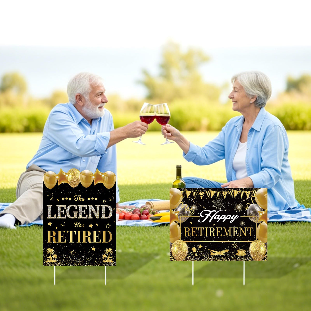 LUUFILx Black and Gold retirement decor enhances outdoor ambiance