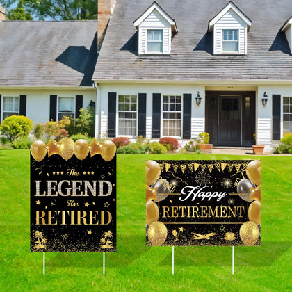 LUUFILx Happy Retirement Yard Sign with stakes for outdoor parties