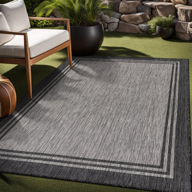 Luul Home border rug 9x12 entryway; modern and versatile decor.