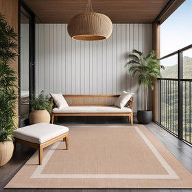 Luul Home bordered outdoor rug 5x7 non-shedding fibers stay neat in high traffic zones.