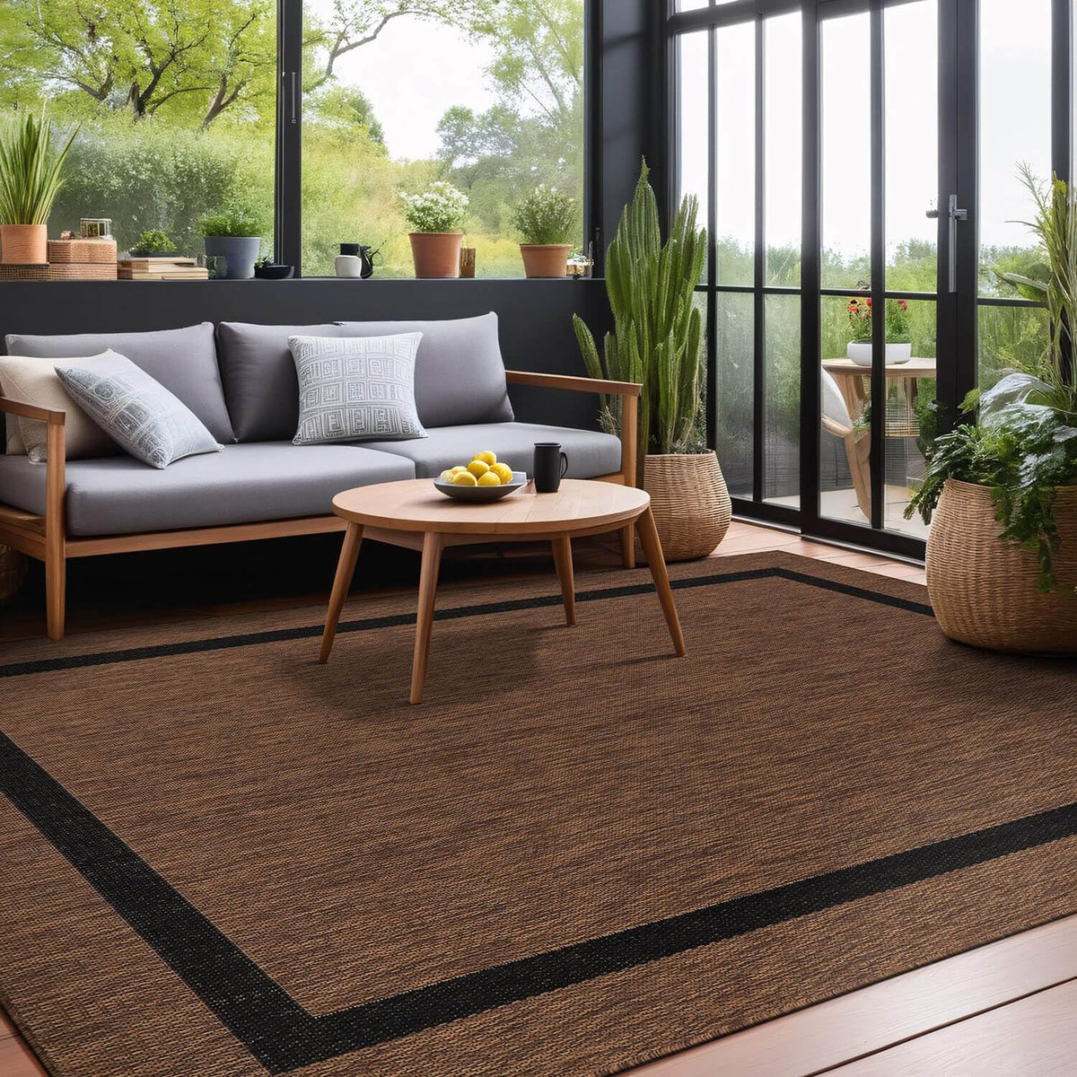 Luul Home non-shedding border rug supports clean welcoming spaces.
