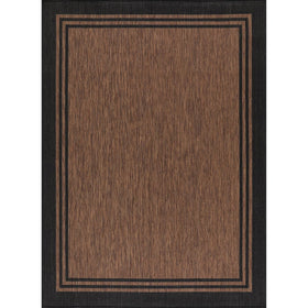 Luul Home bordered outdoor rug texture closeup shows durable weave for outdoor use.