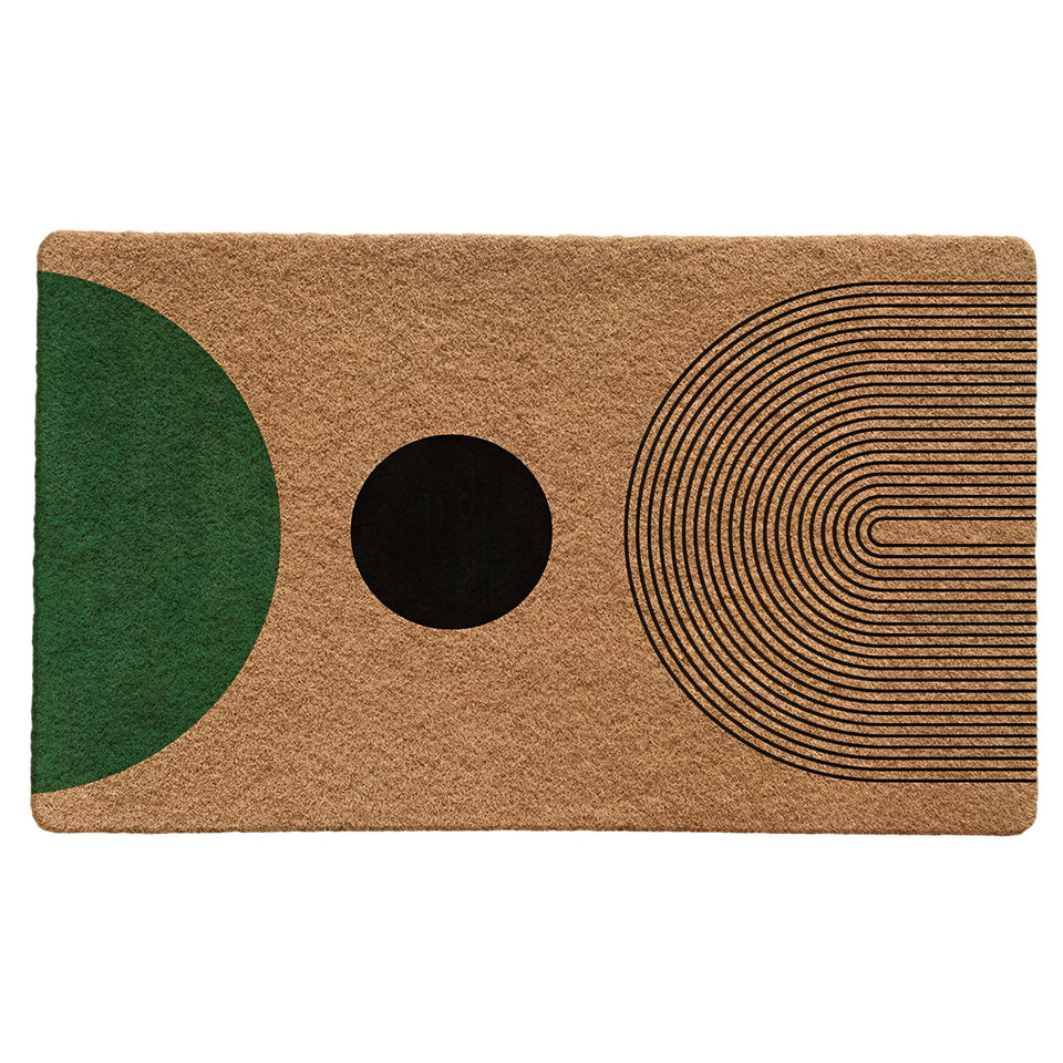 Luvadian mid-century boho door mat for the front entrance traps dirt effectively.