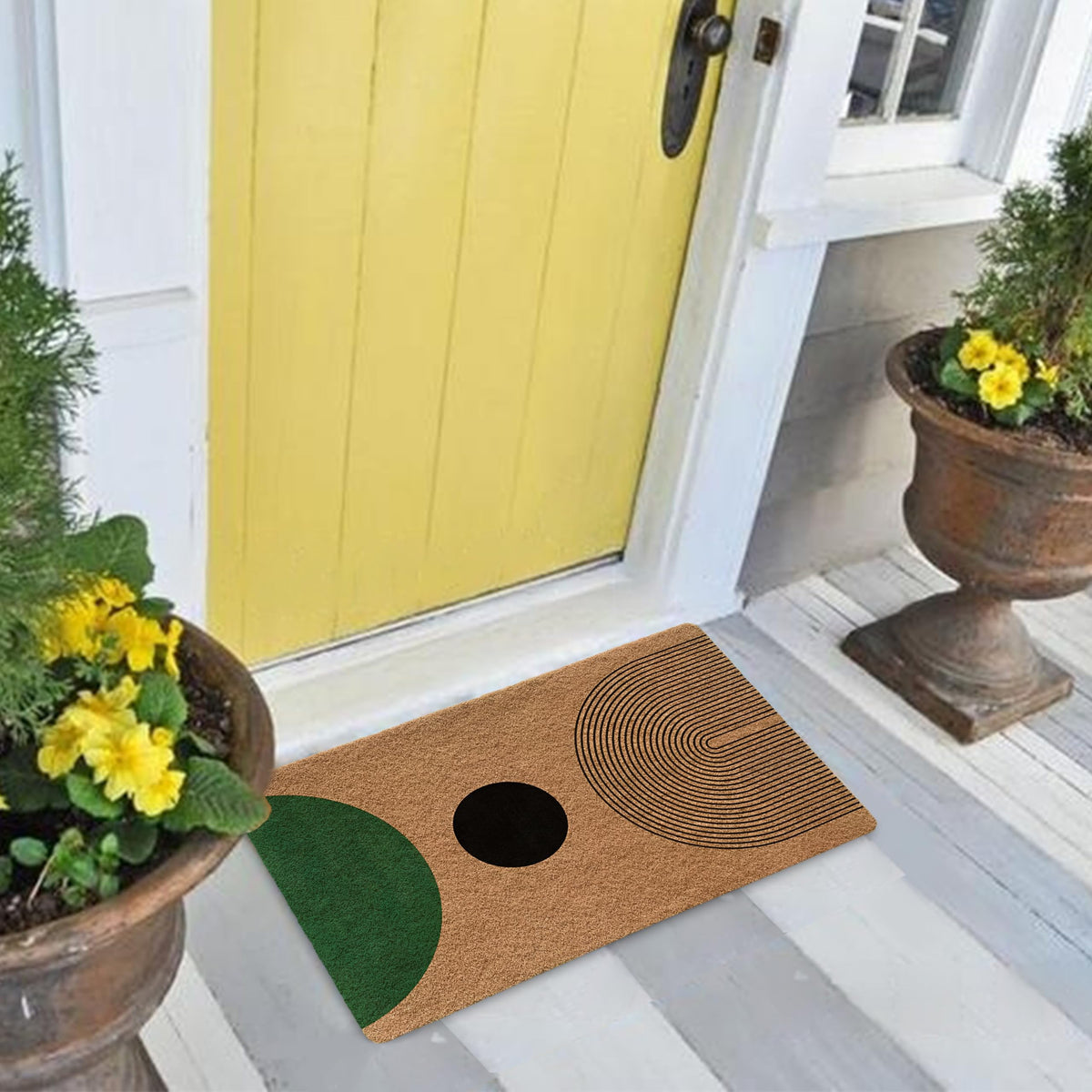 Luvadian door mat with non-slip bottom stays put on indoor and outdoor floors.