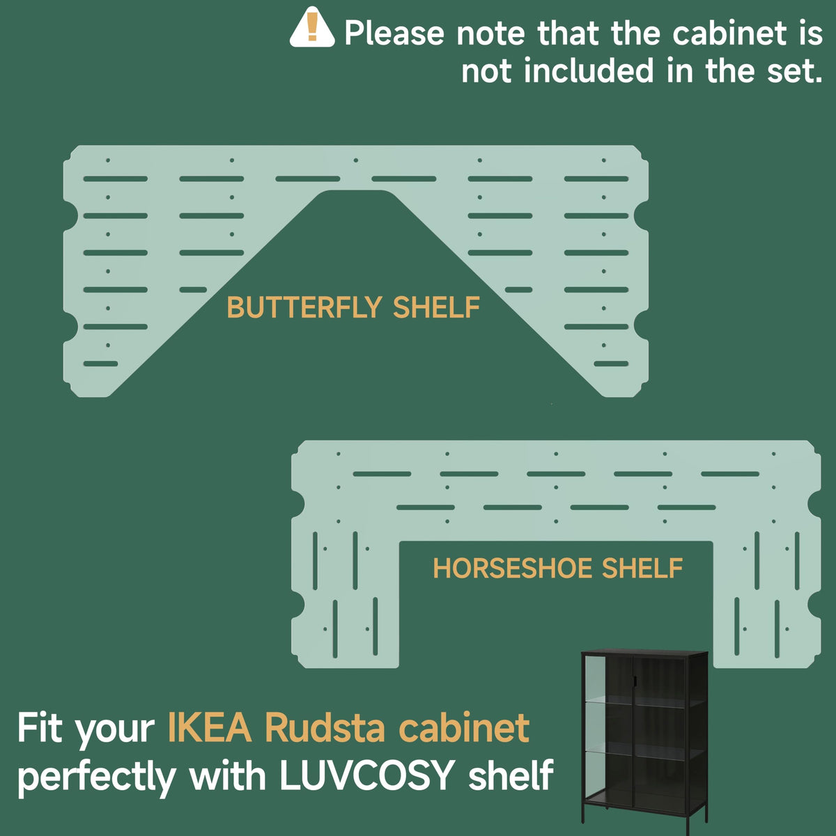LUVCOSY acrylic shelf horseshoe shape optimizes corner storage in Rudsta cabinet