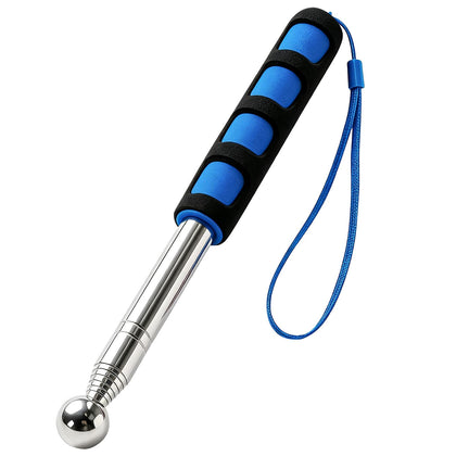 Luvilly 115cm flag pole extended to full height in blue for outdoor displays.