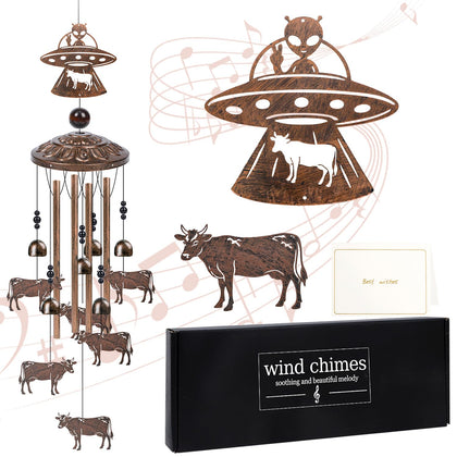 Luvsweets aliens wind chime with UFO charm for outdoor whimsy.
