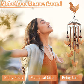 Luvsweets chicken wind chime 6 tubes and bells produce soothing outdoor sounds
