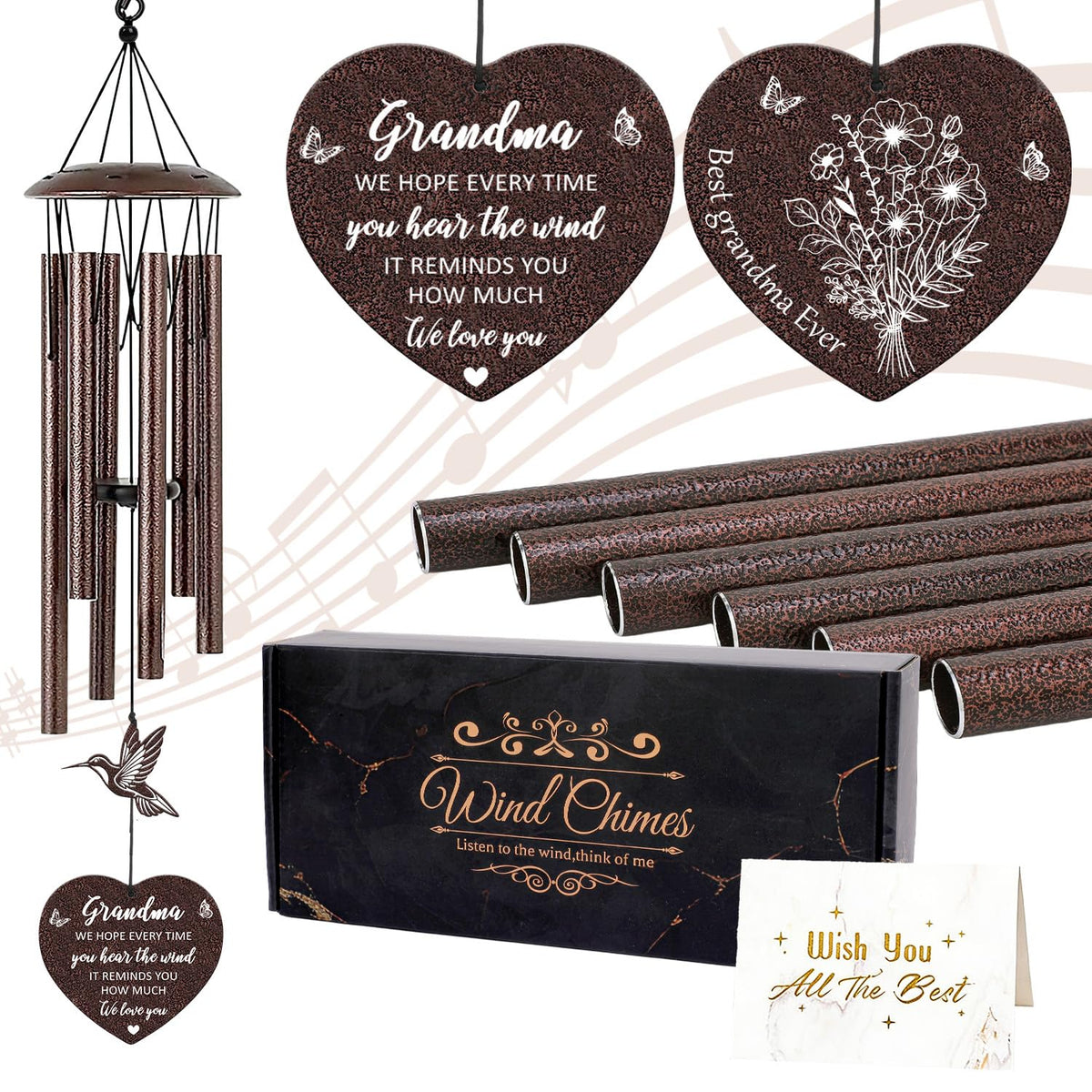 Luvsweets mom wind chime 36-inch bronze finish enhances outdoor decor with soothing tones.
