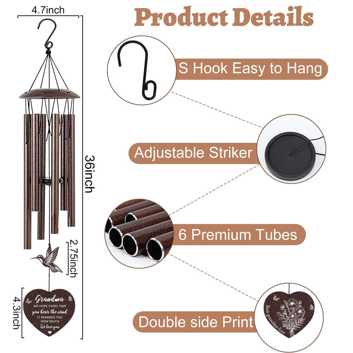 Luvsweets mom wind chime in gift box packaging ideal for ready-to-gift moments.