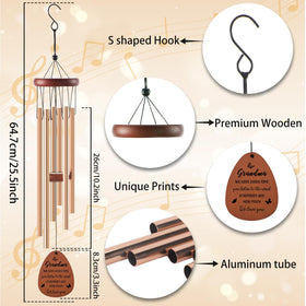Luvsweets wind chime close-up wood and metal craftsmanship enhances outdoor decor.