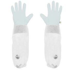 Luwint Kids goatskin beekeeping gloves with ventilated sleeve for comfortable gardening