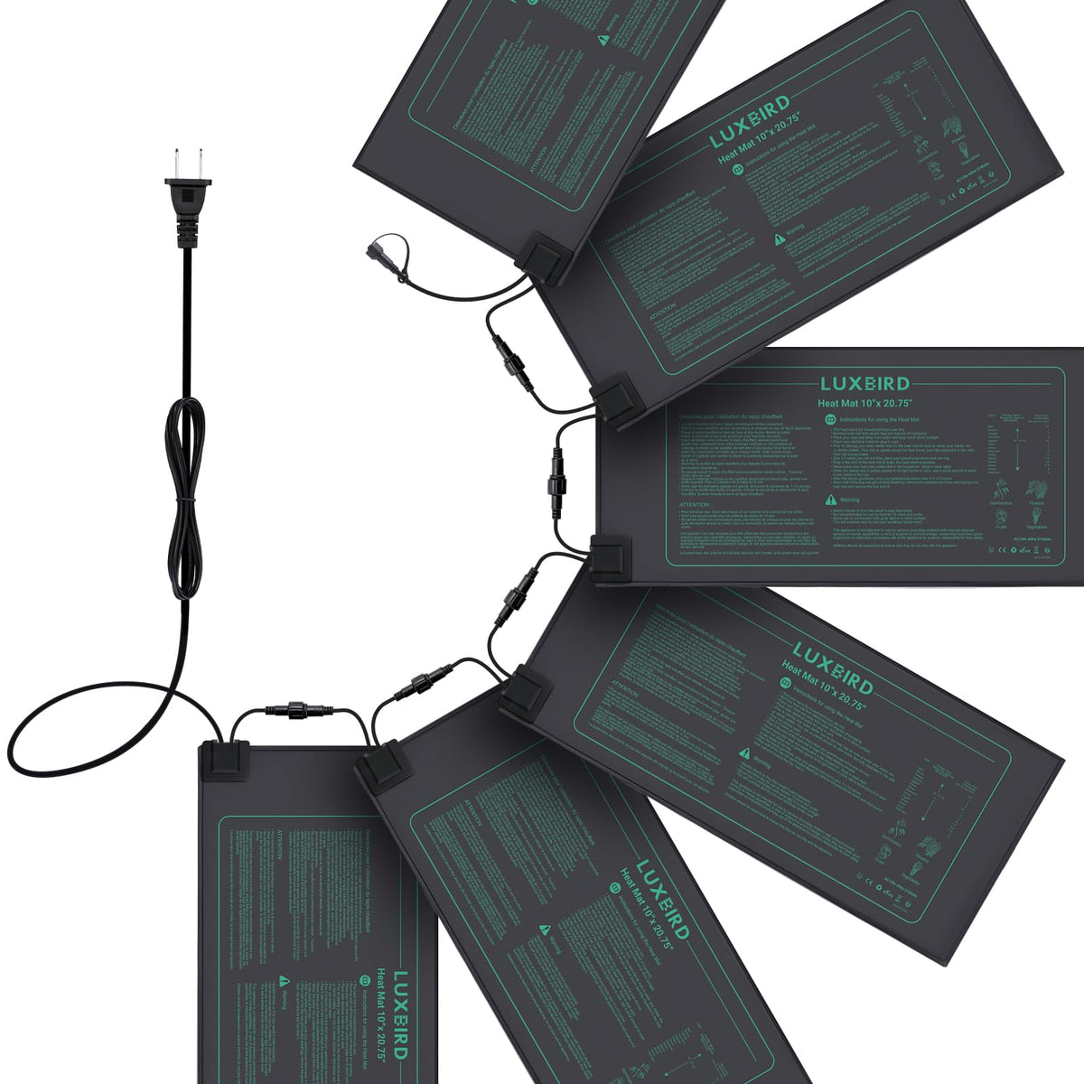 Luxbird daisy-chain heat mat setup demonstrates synchronized heating