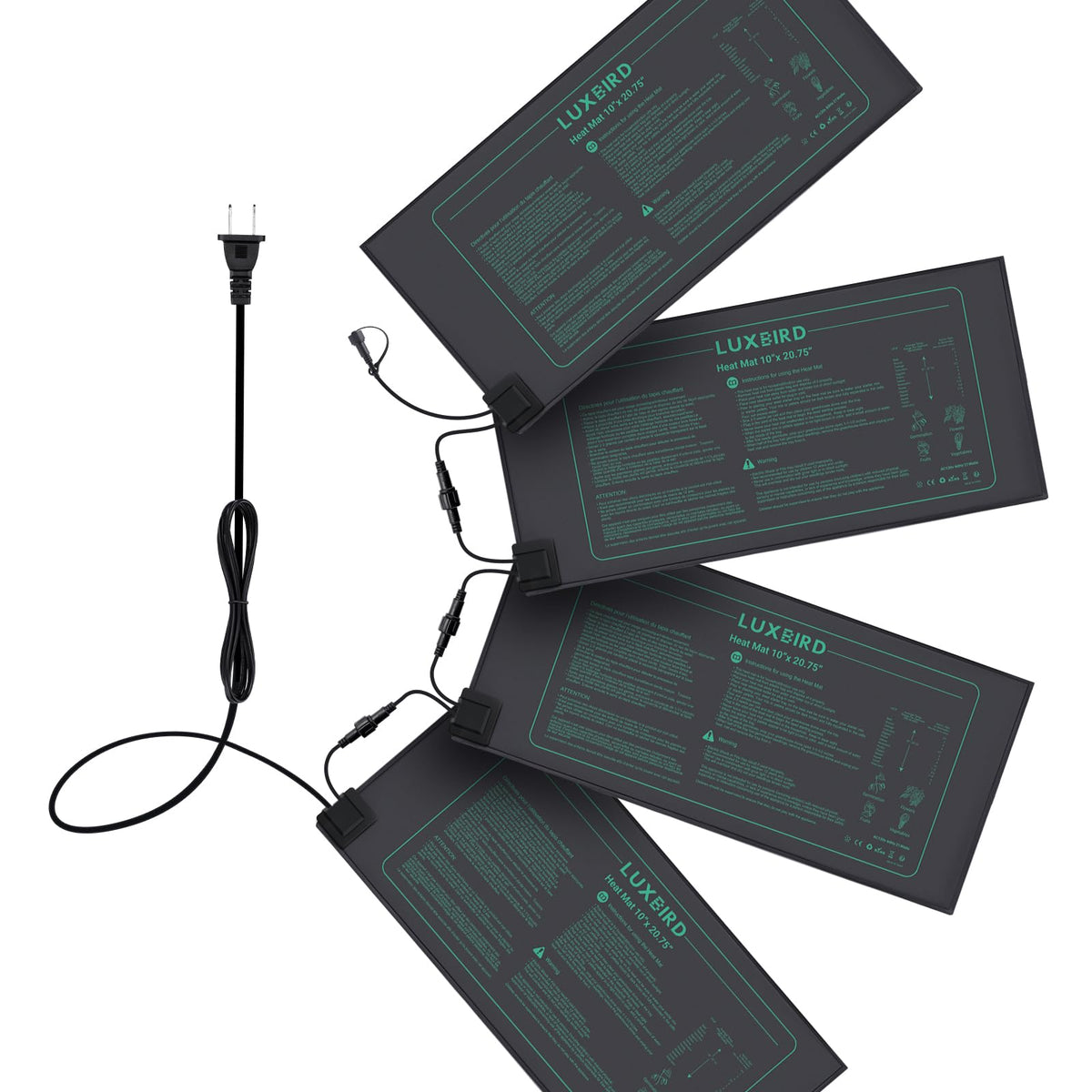 Luxbird daisy-chain heat mats offer uniform warmth for multiple seedlings.