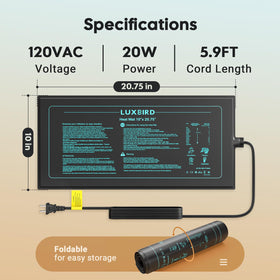 Luxbird heat mat consumes 20W for energy-efficient operation